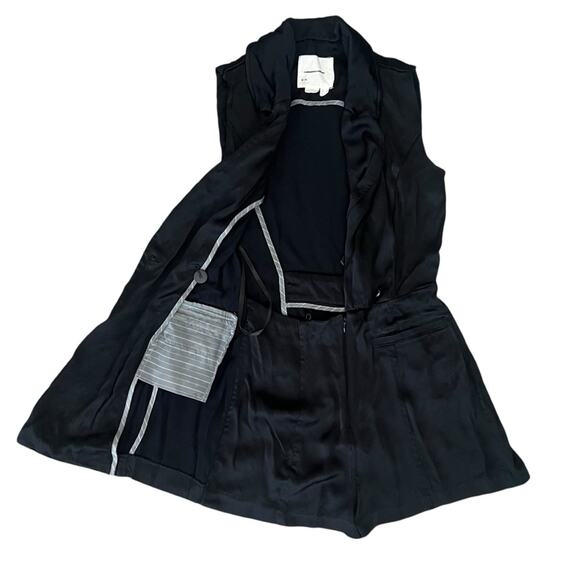 Anthropologie Women’s Blazer Black Satin Sleeveless Shorts Romper Size 2 - Picture 11 of 16